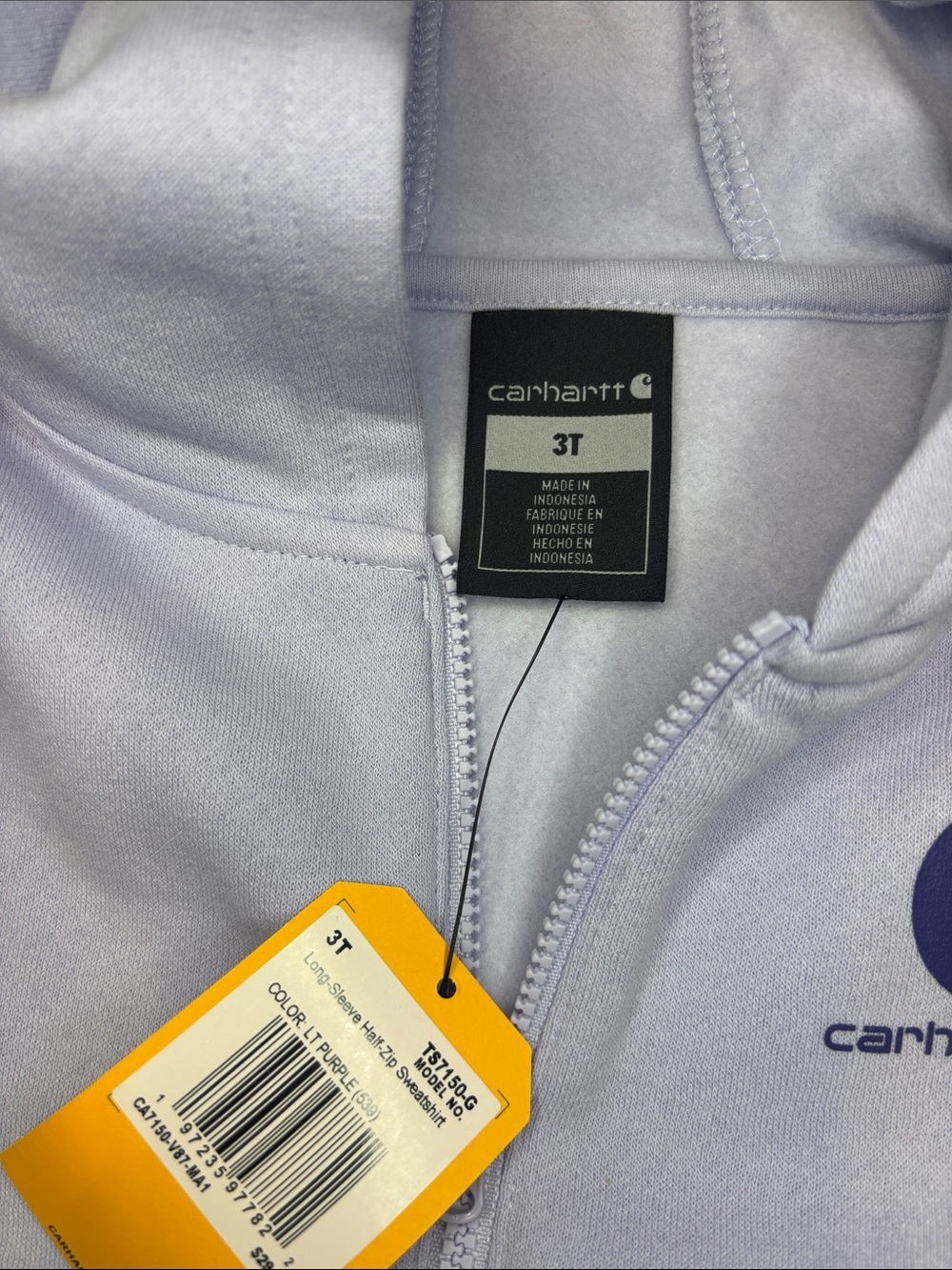 Carhartt Lilac Hooded Sweatshirt & Joggers Set NWT 3T - Picture 3 of 4